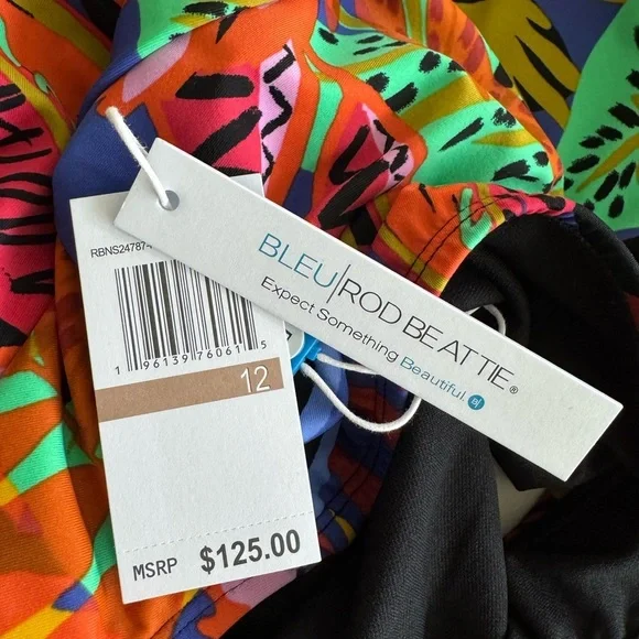 Bleu Rod Beattie Womens Night Safari Floral One Piece Swimsuit High Neck Size 12 - Picture 8 of 13